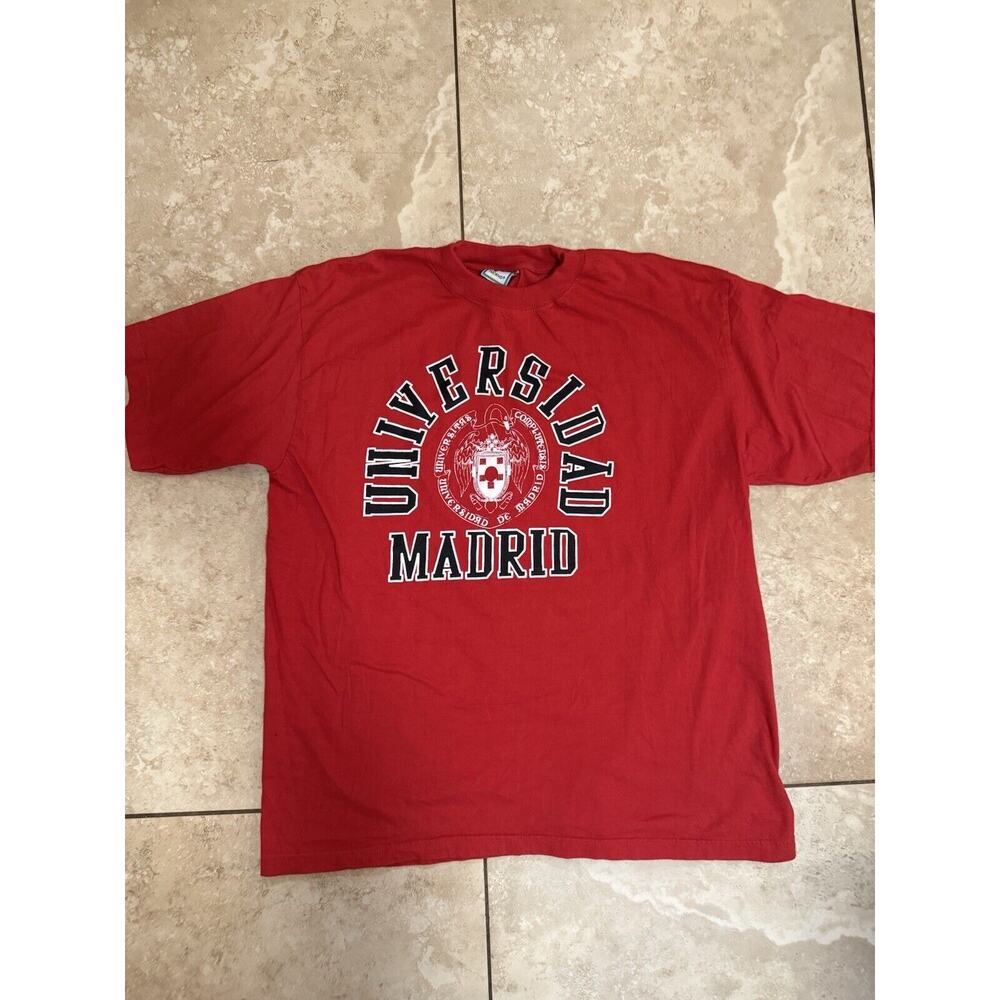 Tucano Gold Universidad Madrid Graphic T-Shirt Vintage Mens XXL Red Short Sleeve